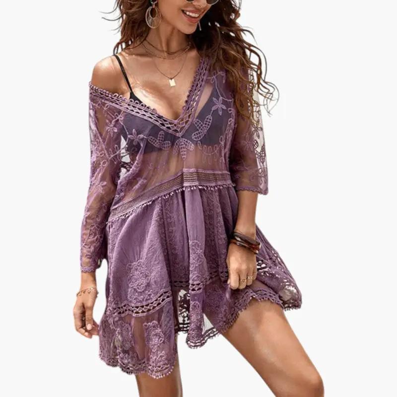 Vestido Playa Mujer de Encaje Corte Suelto