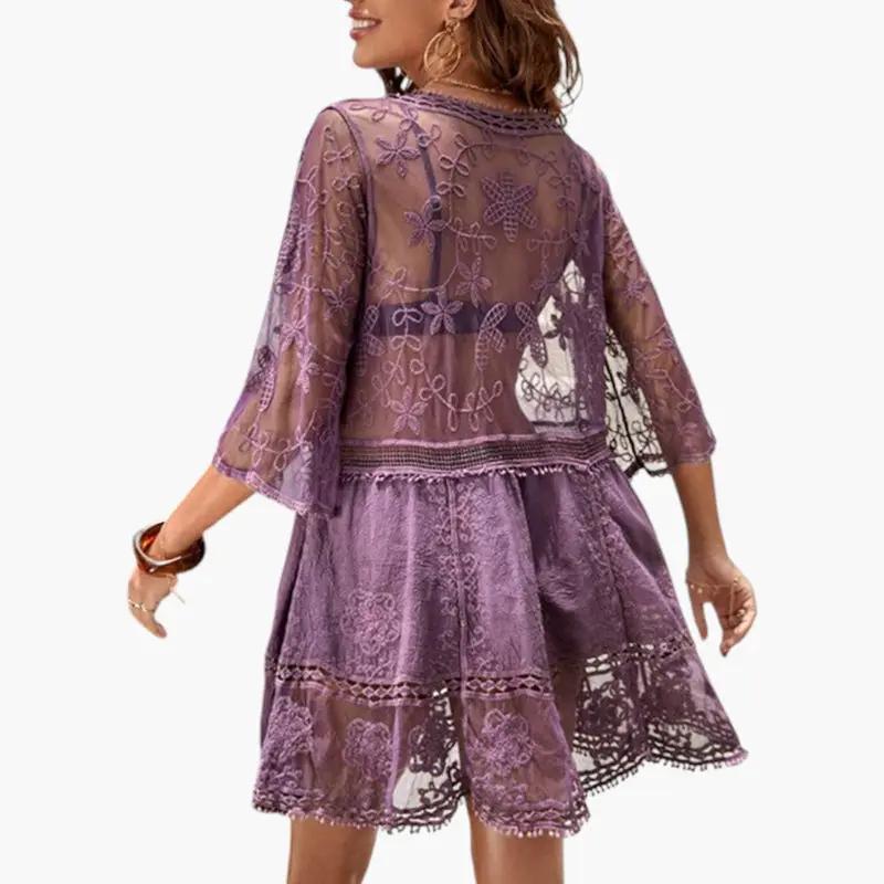 Vestido Playa Mujer de Encaje Corte Suelto