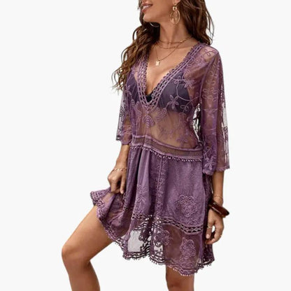 Vestido Playa Mujer de Encaje Corte Suelto