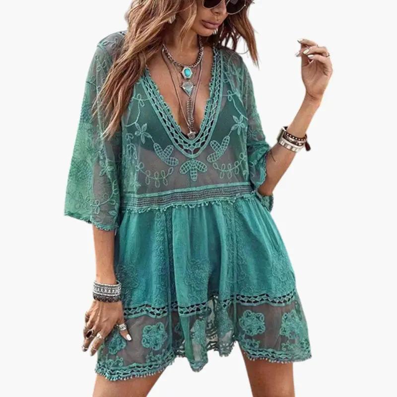 Vestido Playa Mujer de Encaje Corte Suelto