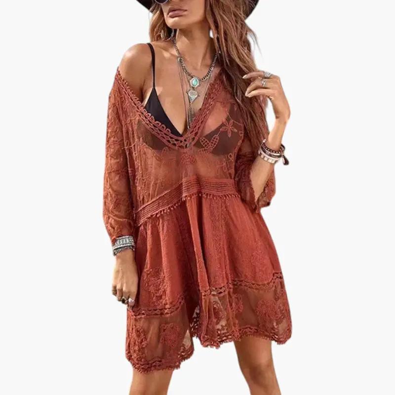 Vestido Playa Mujer de Encaje Corte Suelto