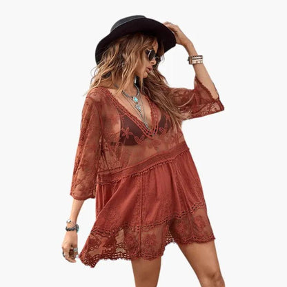Vestido Playa Mujer de Encaje Corte Suelto