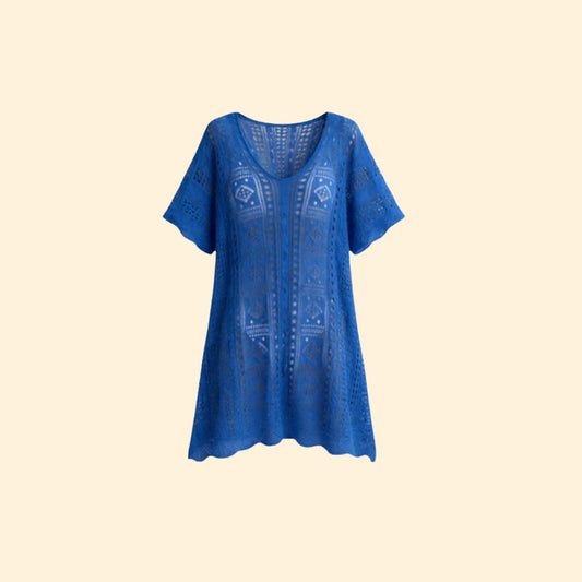 Vestido Playa Mujer de Punto Ganchillo Calado Ajuste Holgado - Mavetta