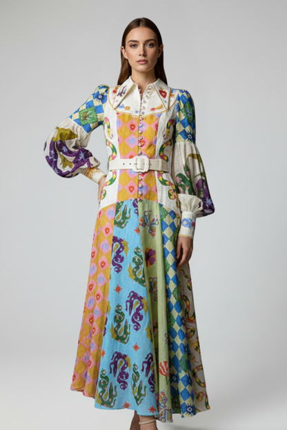 Vestido largo mujer con manga larga y escote en V