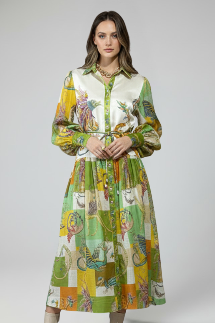 Vestido largo mujer con manga larga y escote en V