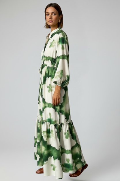 Vestido largo mujer con manga larga y escote en V
