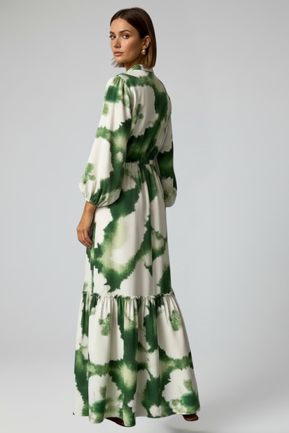Vestido largo mujer con manga larga y escote en V