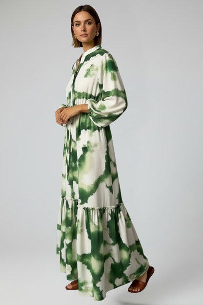 Vestido largo mujer con manga larga y escote en V