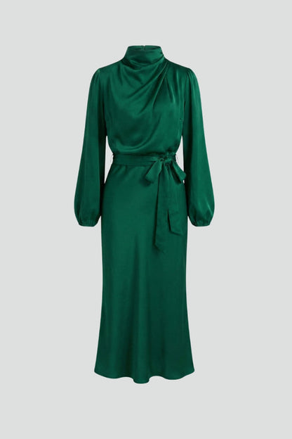 Vestido Midi Mujer Manga Larga Cuello Alto - Mavetta