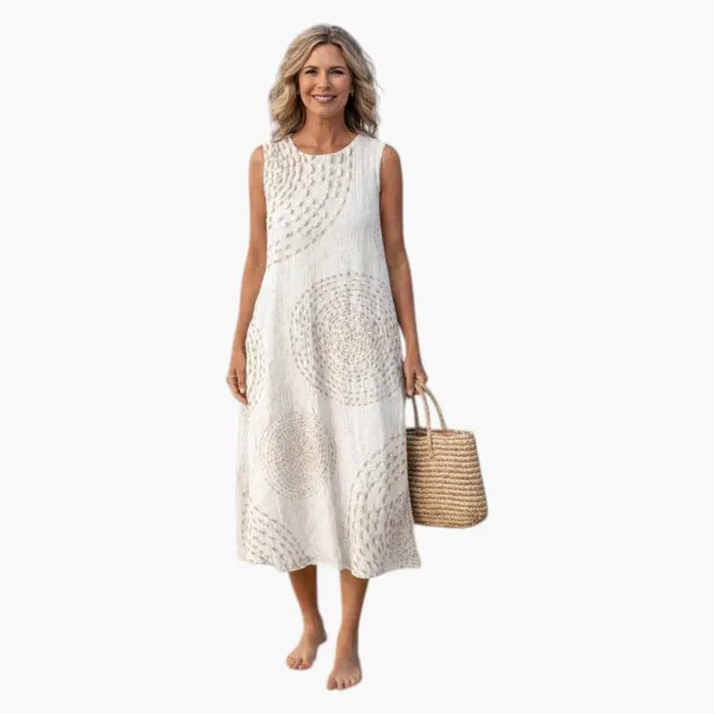 Vestido midi mujer sin mangas con bolsillos funcionales - Mavetta