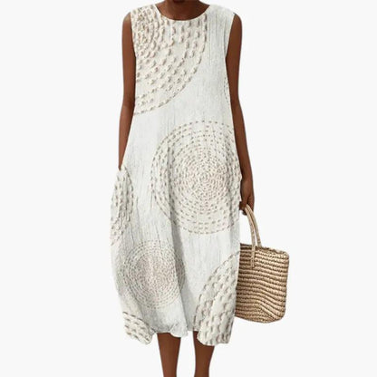Vestido midi mujer sin mangas con bolsillos funcionales