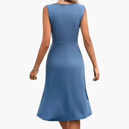 Vestido midi mujer de tela floral sin mangas cuello en v