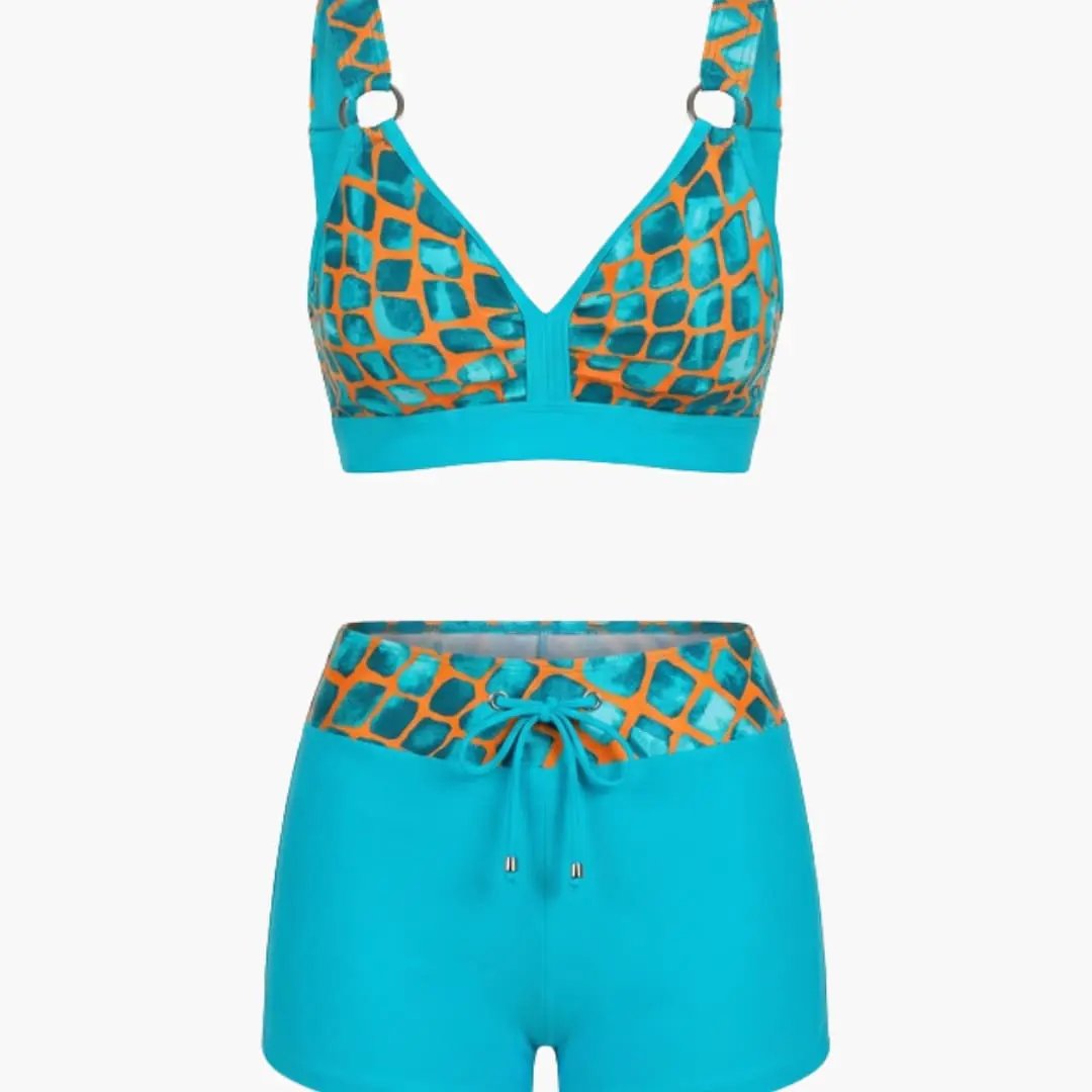 Conjunto bikini mujer de tejido ligero con shorts
