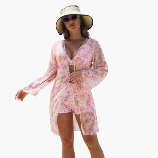 Conjunto bikini mujer de tres piezas estampado - Mavetta