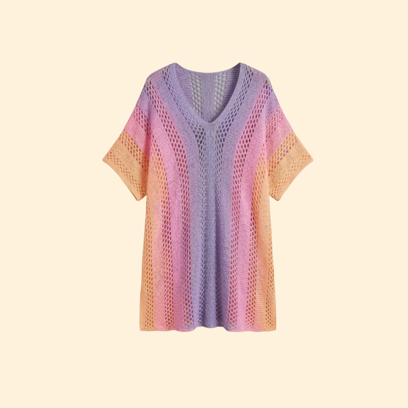 Vestido Playa Mujer Escote en V Estampado Rayas - Mavetta