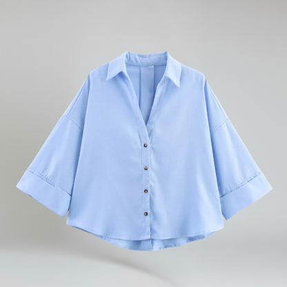 Camisa Mujer de Poliéster Cuello de Solapa Cierre Botones