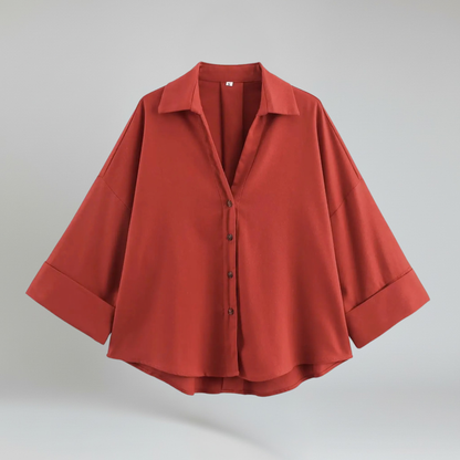 Camisa Mujer de Poliéster Cuello de Solapa Cierre Botones