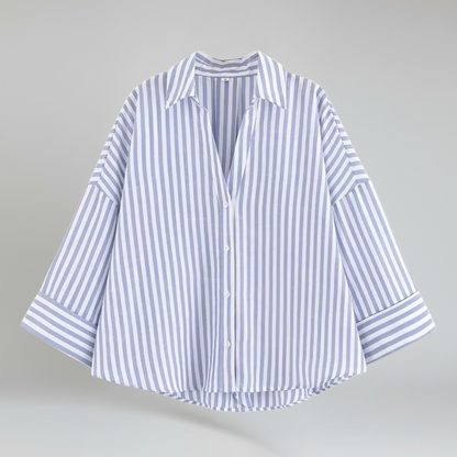 Camisa Mujer de Poliéster Cuello de Solapa Cierre Botones