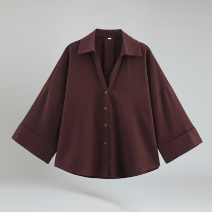 Camisa Mujer de Poliéster Cuello de Solapa Cierre Botones