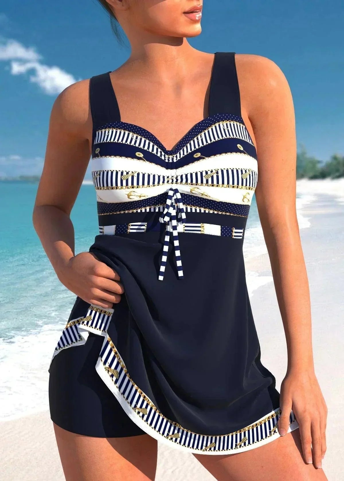 Bañador Mujer Dos Piezas Control Abdomen Estilo Vestido