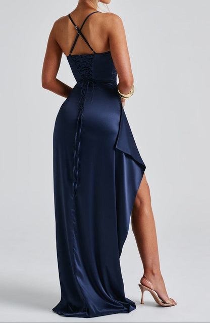 Vestido mujer elegante tirantes abertura alta