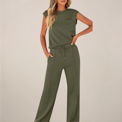 Conjunto Mujer de Primavera Pantalón con Cordón Ajustable