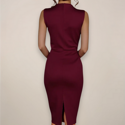 Vestido midi mujer sin mangas lazo elegante