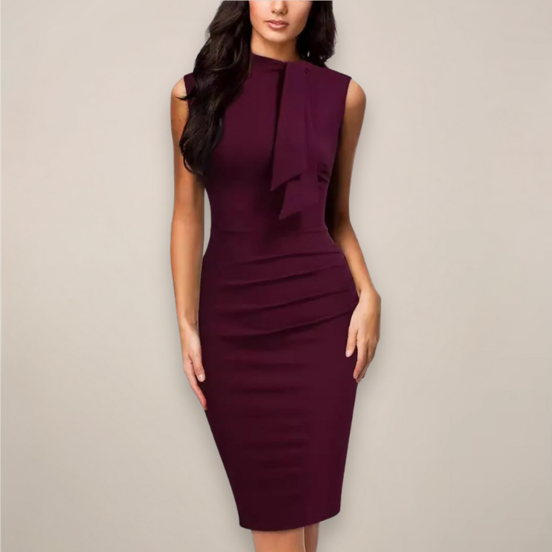 Vestido midi mujer sin mangas lazo elegante