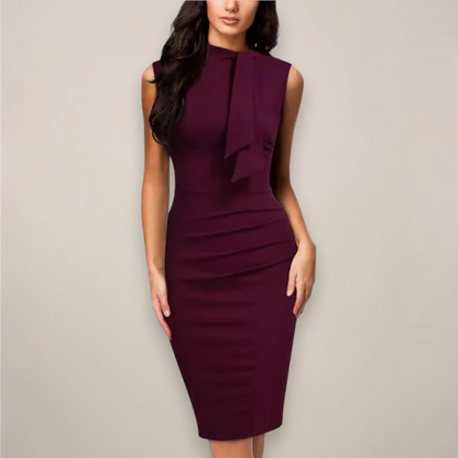 Vestido midi mujer sin mangas lazo elegante