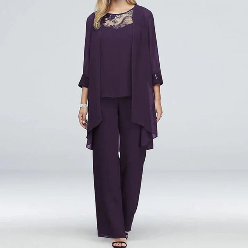 Conjunto Mujer Tres Piezas Primavera Pantalón Ancho