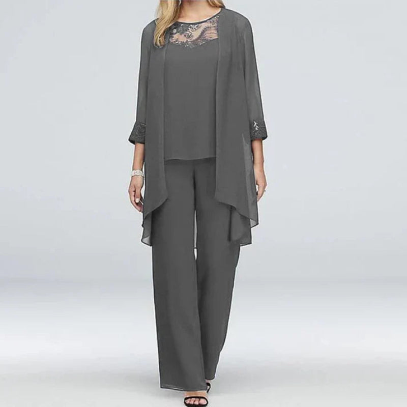 Conjunto Mujer Tres Piezas Primavera Pantalón Ancho