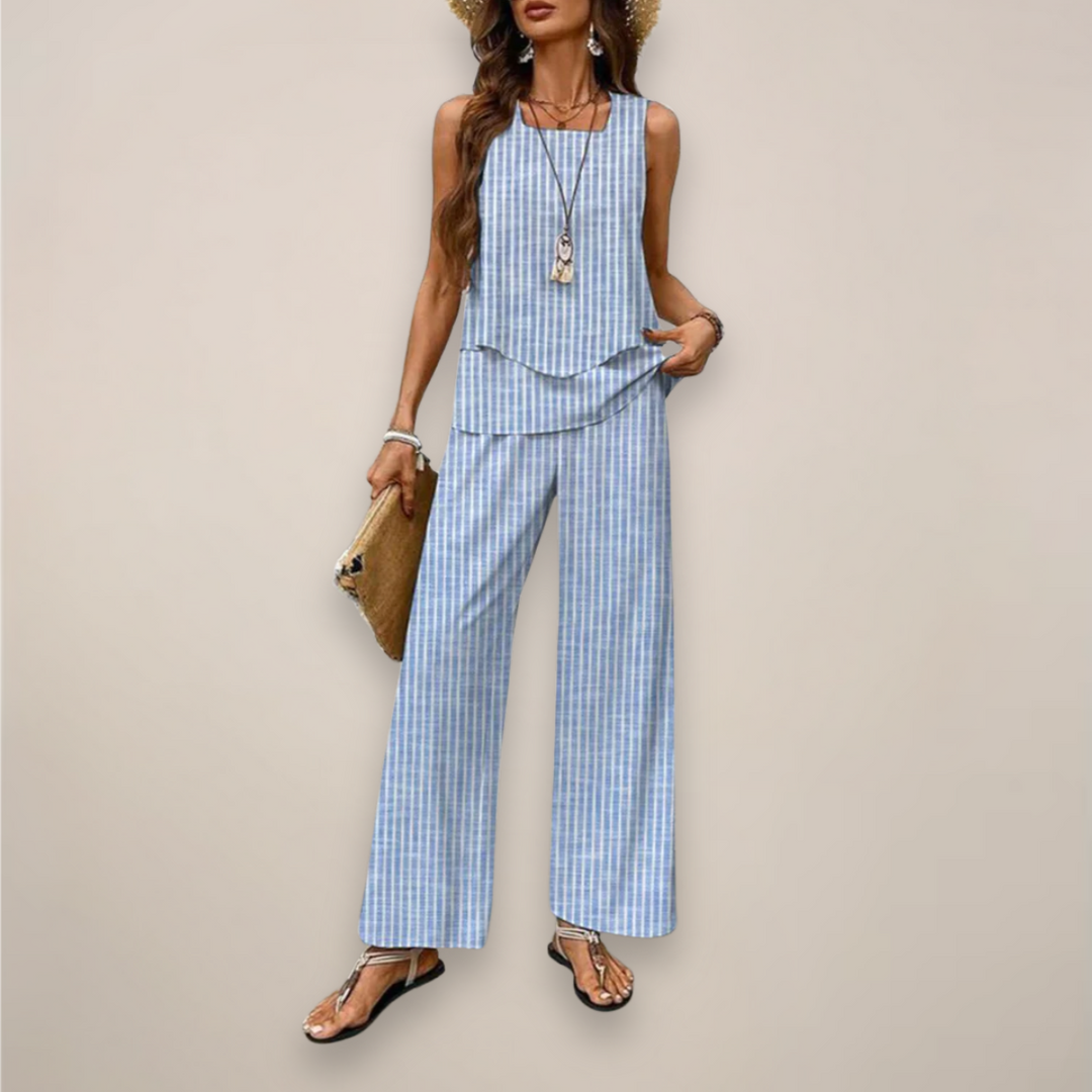 Conjunto Mujer Estampado Pantalón Ancho Primavera