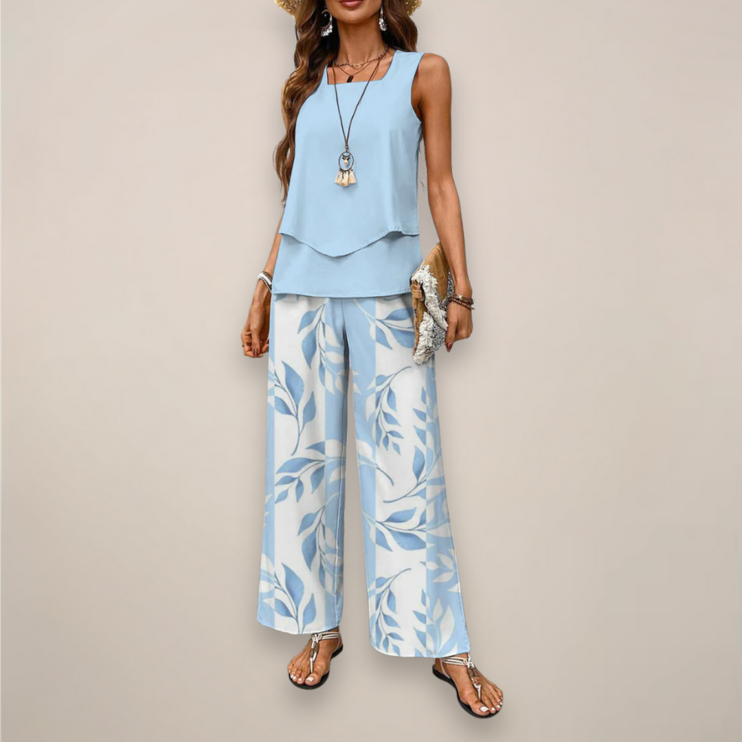 Conjunto Mujer Estampado Pantalón Ancho Primavera - Mavetta