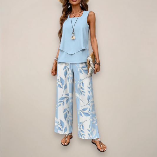 Conjunto Mujer Estampado Pantalón Ancho Primavera - Mavetta