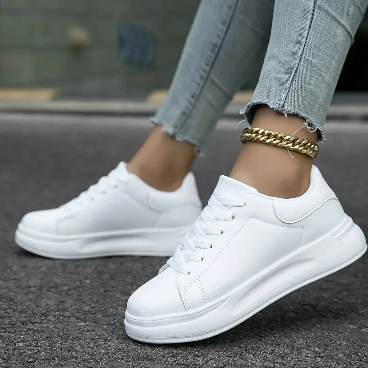 Zapatillas Mujer Estilo Urbano Diseño Limpio Cordones