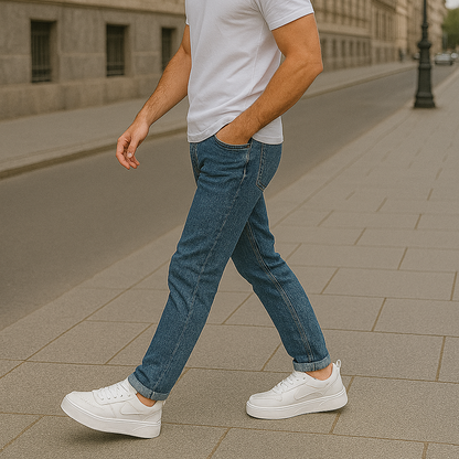 Zapatillas bajas hombre con suela gruesa y acabado liso
