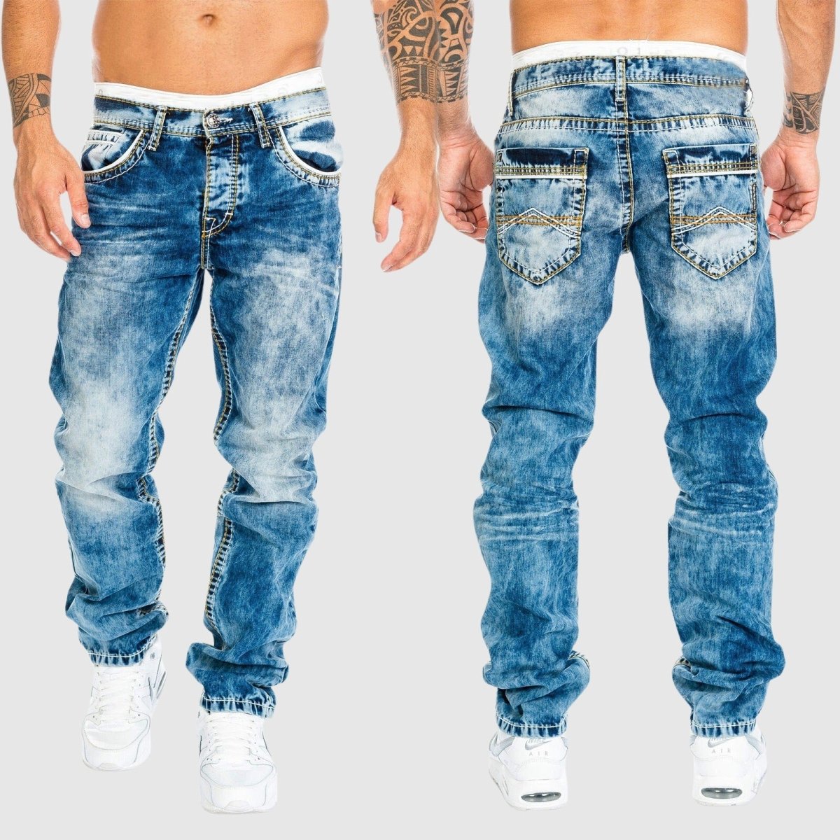 Pantalones Vaqueros Hombre Denim Lavado Corte Recto - Mavetta