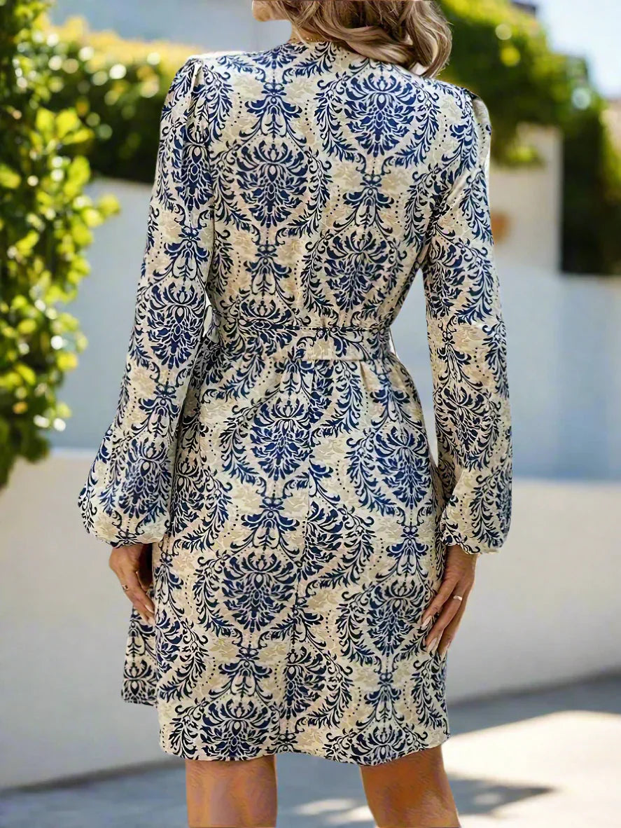 Vestido cruzado mujer Manga larga Cintura ajustada
