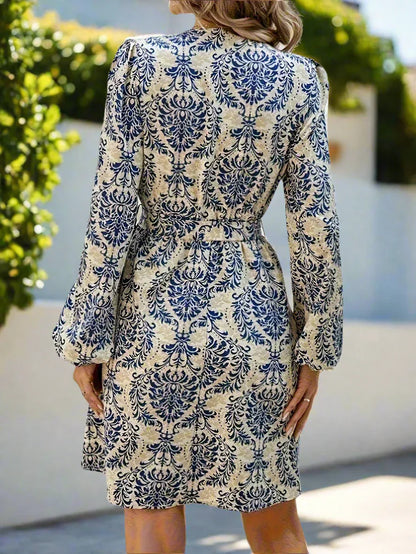 Vestido cruzado mujer Manga larga Cintura ajustada