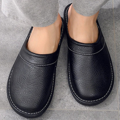 Zuecos Hombre de Cuero Casa Suela Flexible Acolchada