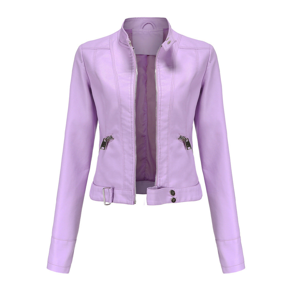Chaqueta Mujer de Cuero Clásica Ajuste Regular