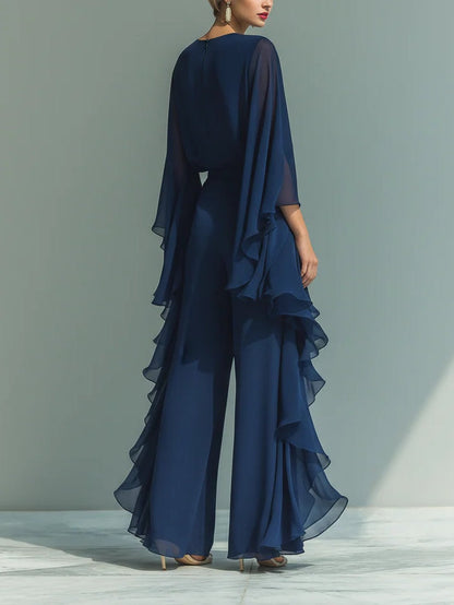 Conjunto Mujer de Chifón Fluido con Volantes Elegantes