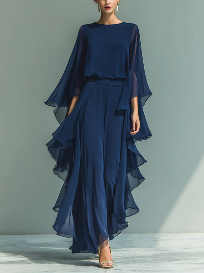 Conjunto Mujer de Chifón Fluido con Volantes Elegantes - Mavetta