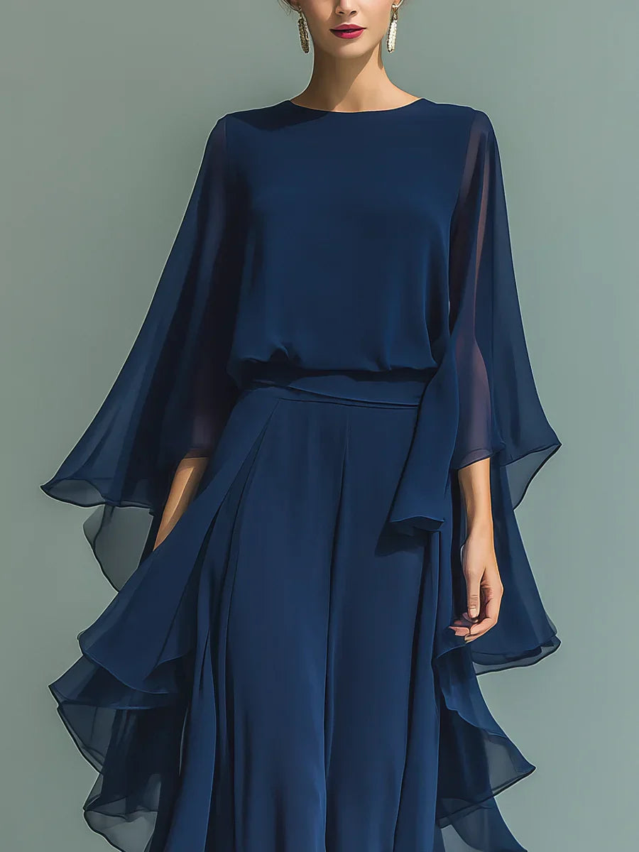Conjunto Mujer de Chifón Elegante con Volantes