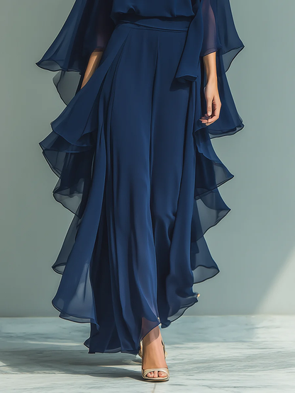Conjunto Mujer de Chifón Fluido con Volantes Elegantes