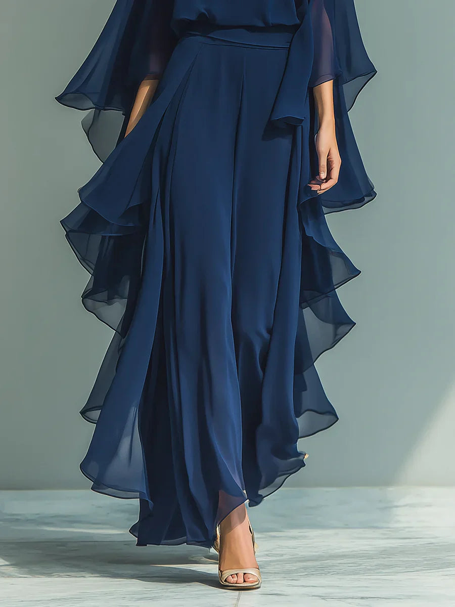 Conjunto Mujer de Chifón Elegante con Volantes
