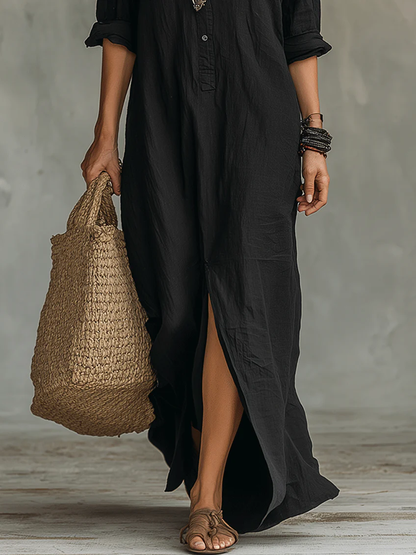 Vestido largo mujer fluido botones camisero ligero atemporal