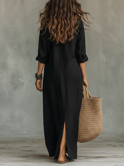 Vestido largo mujer fluido botones camisero ligero atemporal