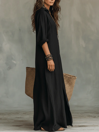 Vestido largo mujer fluido botones camisero ligero atemporal
