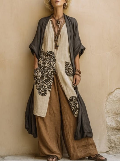 Conjunto Mujer Tres Piezas Algodón Estilo Bohemio Relajado - Mavetta